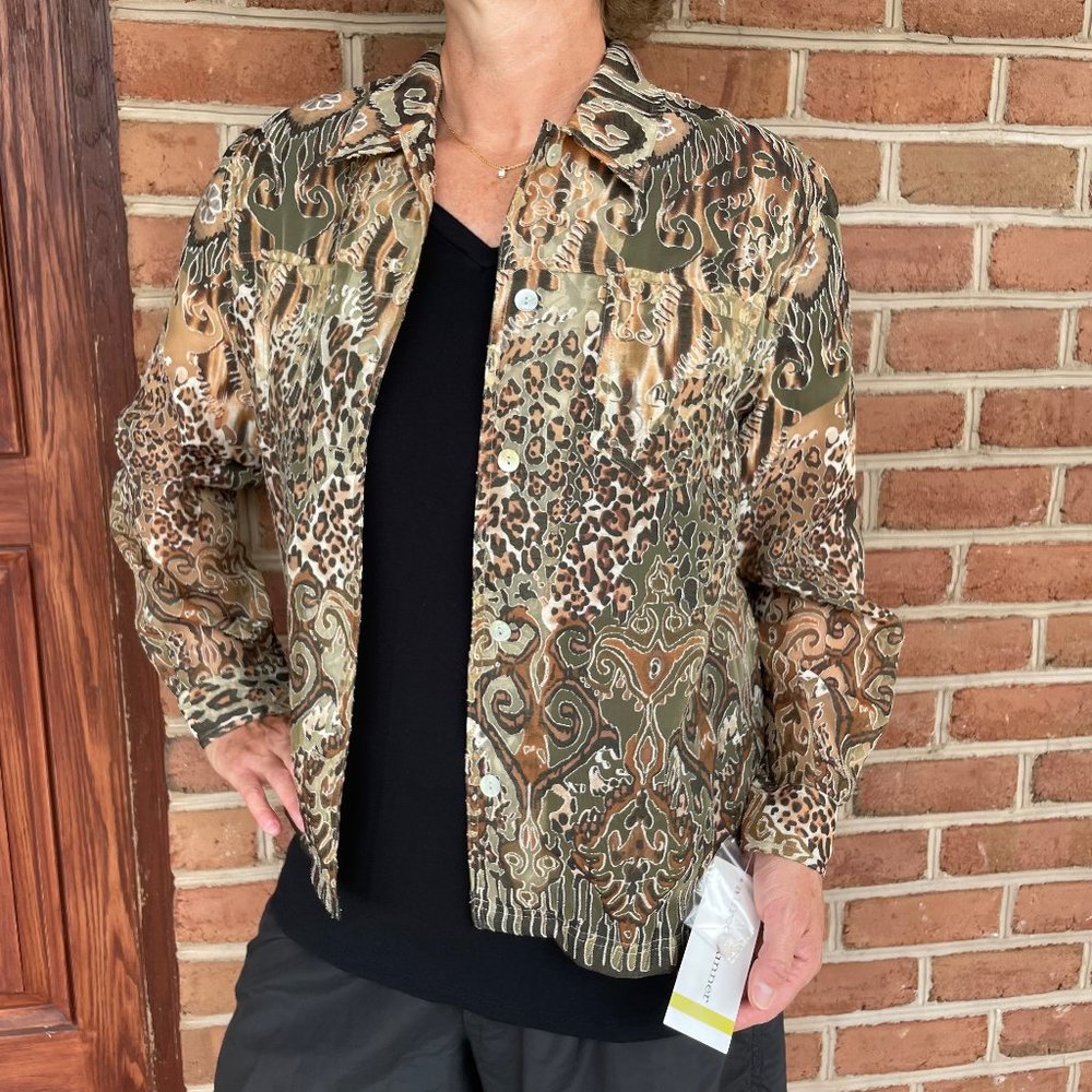 Animal print sheer jacket NWT size 14